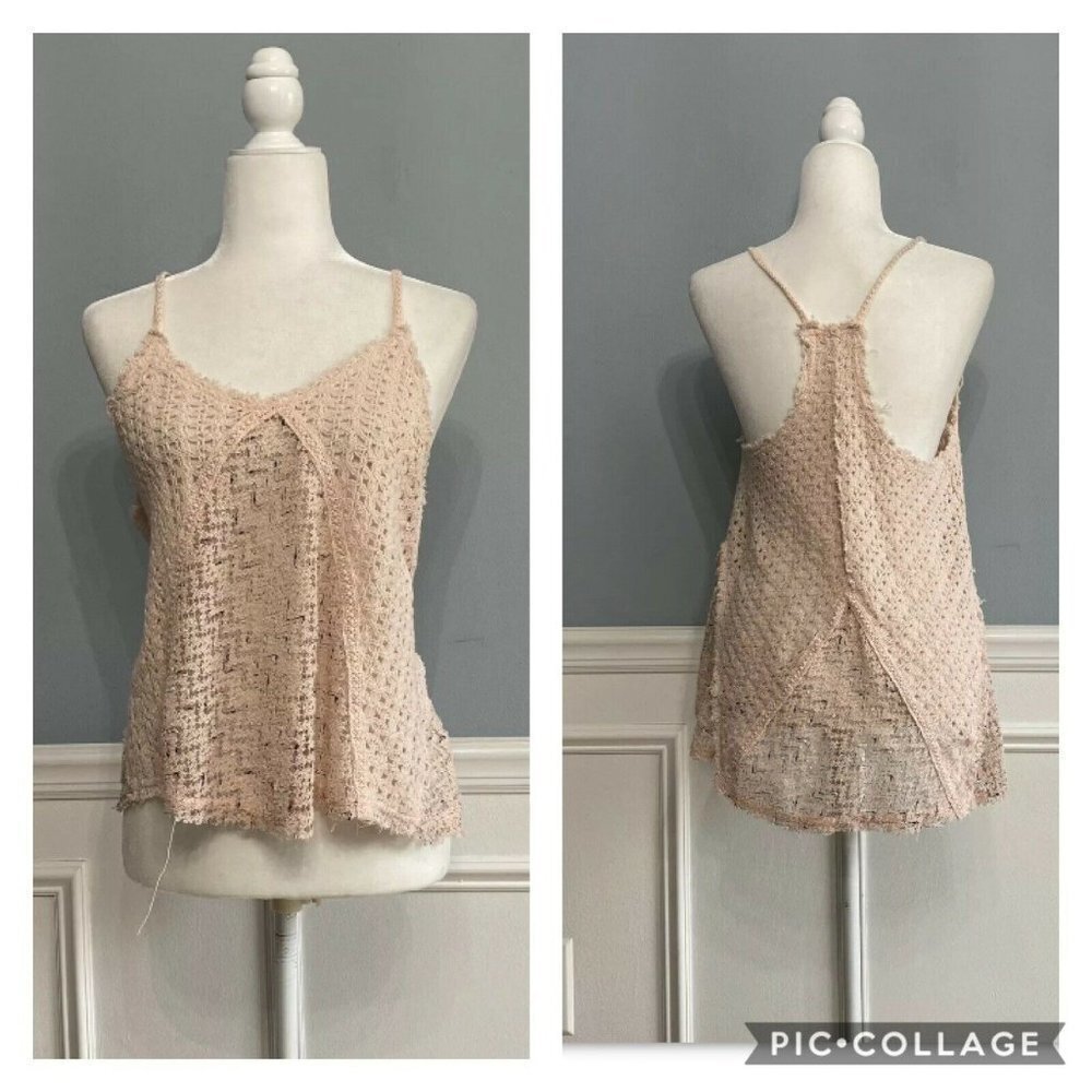 Free People Crochet Racerback Knit Boho Flowy Top